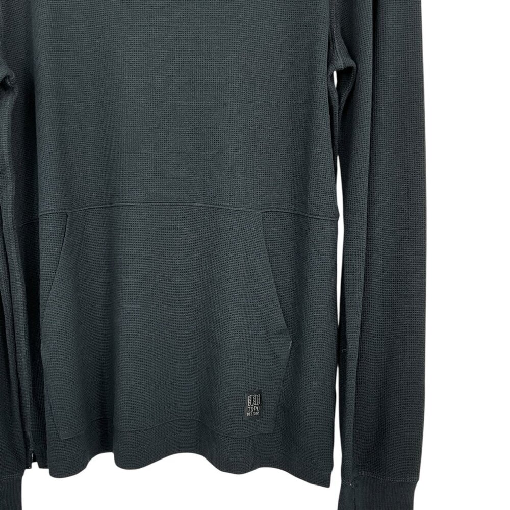 NWT Topo Designs Global Waffle Hoodie Black Long Sleeve Size M Mid Layer - Picture 3 of 12
